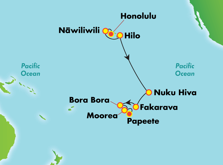 Vama Cruise From Honolulu, Oahu To Papeete, Tahiti, French Polynesia 