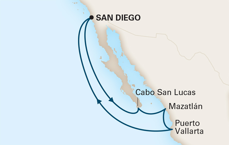 Koningsdam Mexico Cruise Map