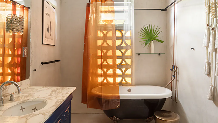 The inside of one of the en-suite bathrooms at San Juan's DREAMCATCHER Hotel by DW.