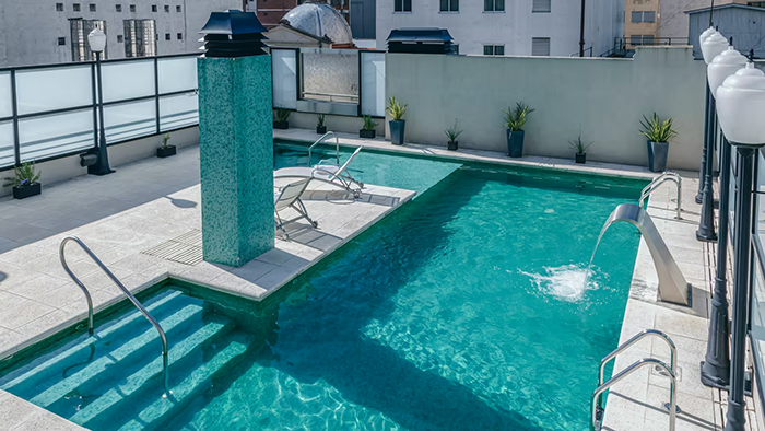 The rooftop pool area at the Esplendor by Wyndham Buenos Aires Tango Hotel.