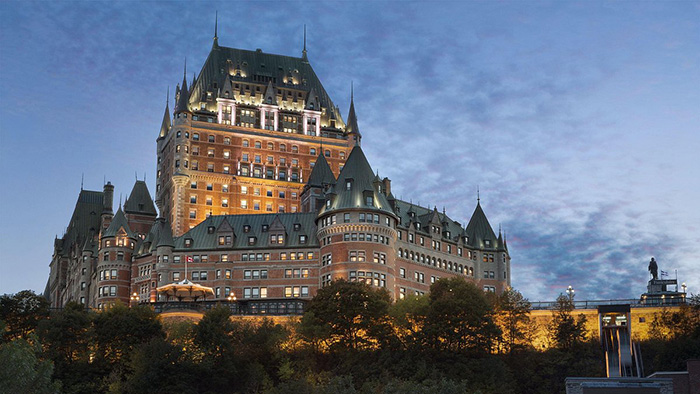 A beautiful picture of the Fairmont Le Chteau Frontenac taken at dusk. It's really a sight to behold.