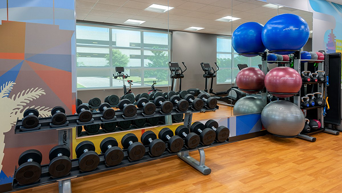 The gym inside the Hyatt House Tampa Airport / Westshore hotel. Everything you'd expect to be available is available.