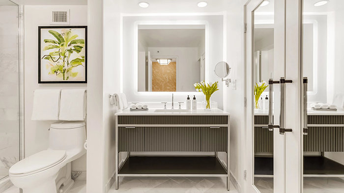 A bathroom designed for use by guests of InterContinental Miami, an IHG Hotel.