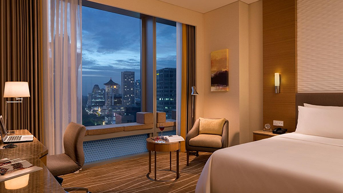 One of the rooms at JEN Singapore Orchardgateway Hotel by Shangri-La where guests are invited to get a good night's rest.