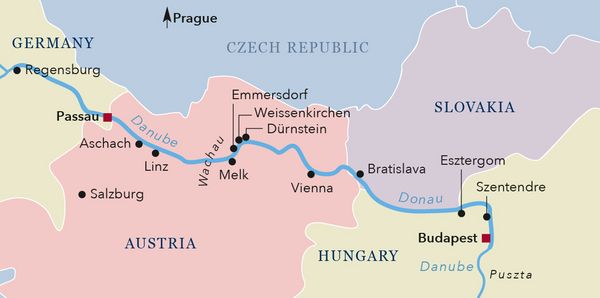 Map Classical Danube River Cruise